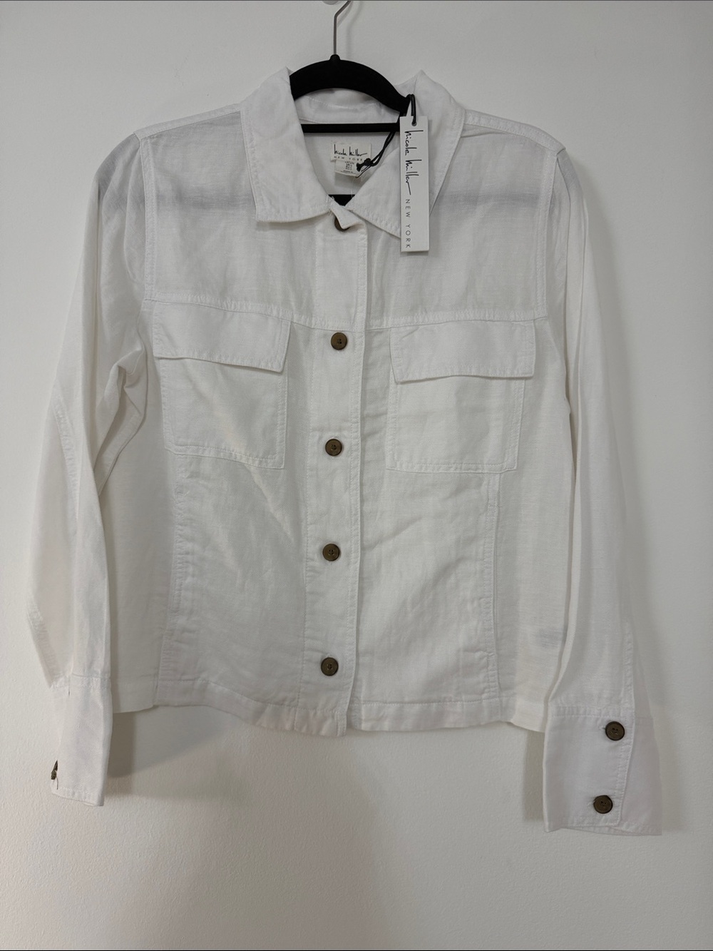 Nicole Miller White Button-Front Jean Jacket